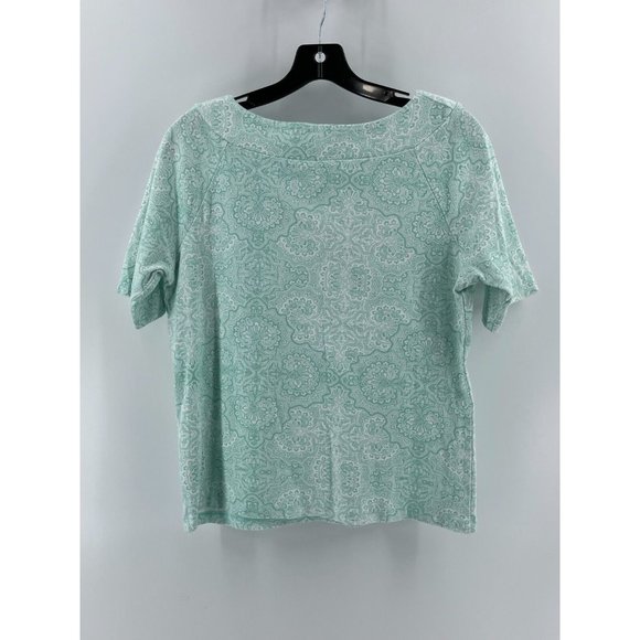 Jones New York Signature Women's Short Sleeve Green Shirt Top Size Large - Picture 3 of 9